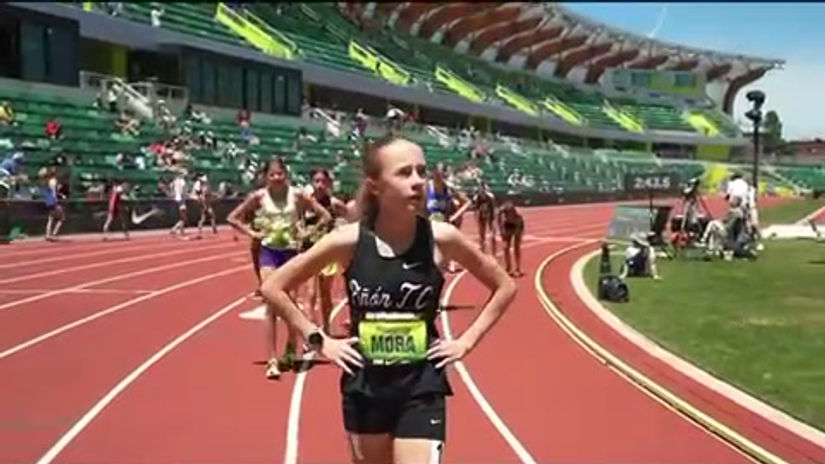Francesca and Olivia finishing 1st and 3rd at Nike Outdoor Nationals
